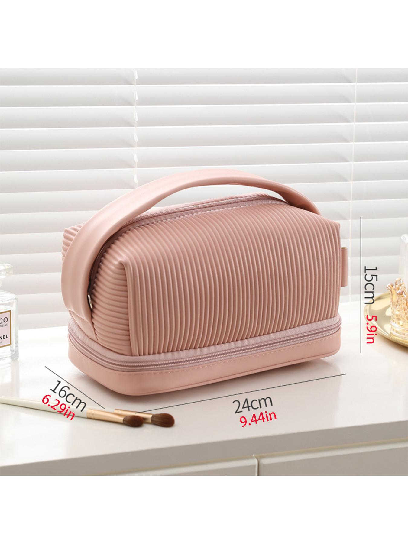 New Makeup Bag, Portable Travel Toothbrush Case, Large Capacity Waterproof Cosmetic Organizer, Elegant Dual-Layer Travel Storage Bag