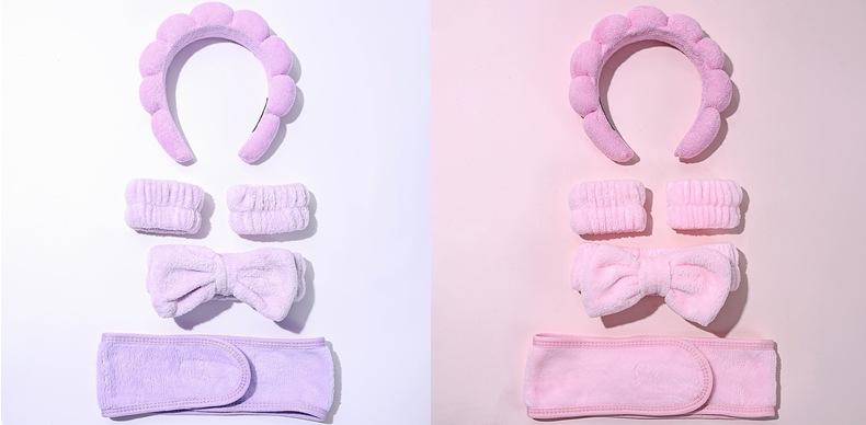 bubble headband dallas Cloud Headband, Water-Proof Wristbands, High Cranial Top Solid Color Hair Bands, Makeup & Face Washing Hair Hoop Hair Accessory Set