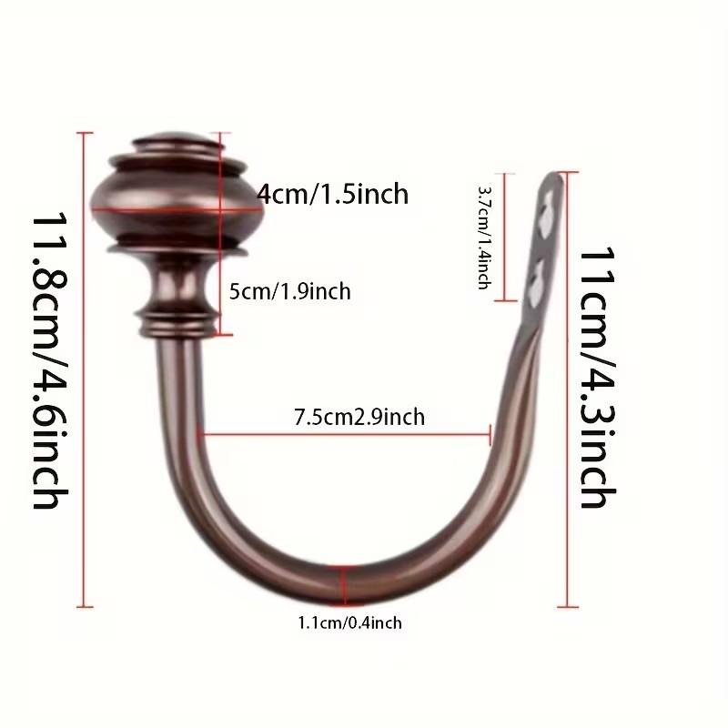 2pcs Decorative Curtain Holdbacks, Wall Mounted Drapery Tiebacks with Screws, Metal Hook and Plastic Finials, Elegant Home Décor Accessories