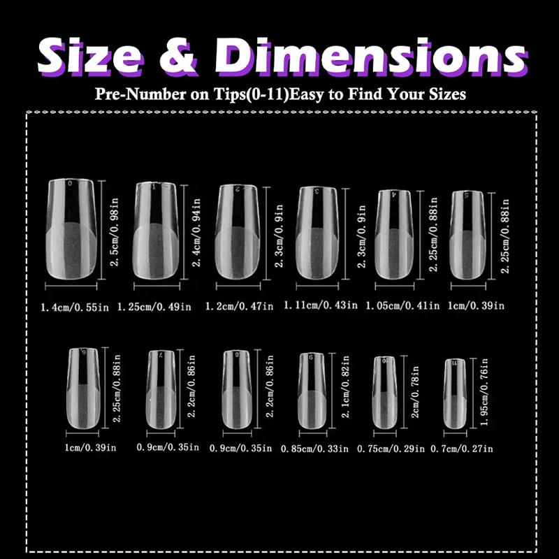 600Pcs Medium Square Nail Tips Clear Fake Nails Square Gel Nail Tips Full Cover Artificial Nails Clear Press on Nails Medium False Nail American Capsule Fingernails for Gel Nail Extension, Salon Quality Nails, Handmade Acrylic Nails