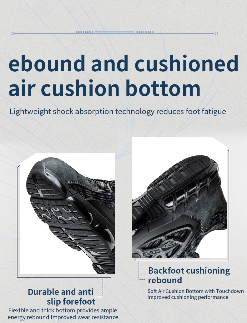 Men's Safety Sneakers with Swivel Buckle - Steel Toe, Breathable Mesh Upper, Non-Slip Rubber Sole Work Boots, Safety Shoes for Outdoor Activities, Blue Collar Workers, Nurses | Sports Safety Shoes | Durable Rubber Sole Product Model：678 SpringStatements