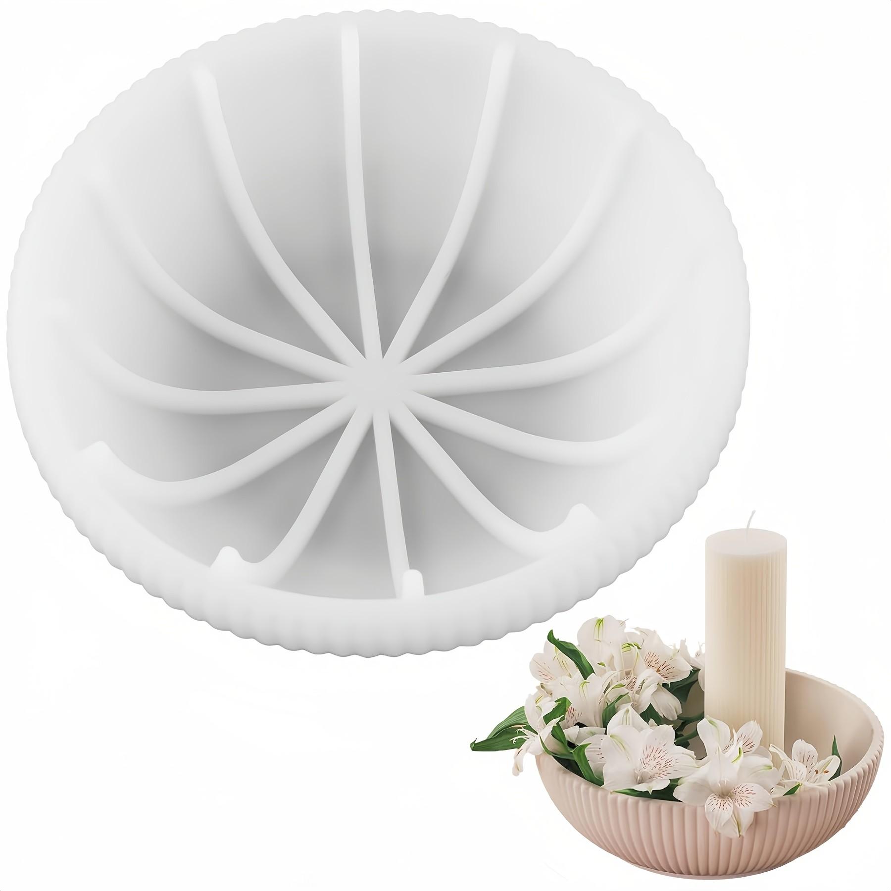 1-Piece Large Bowl Silicone Mould ,BOHO style, 20x7cm Striped Round Bowl, Resin Storage Container, DIY Craft Project