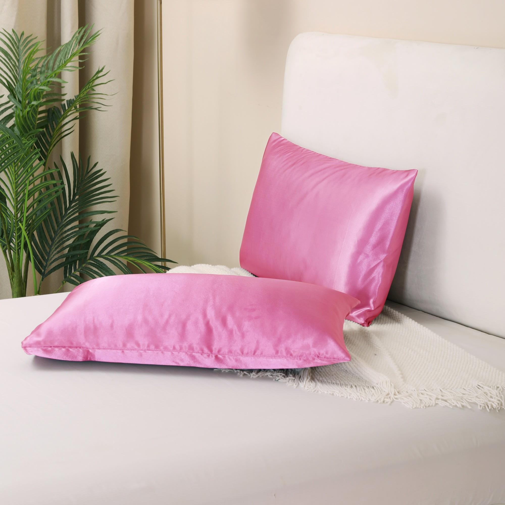 2Pcs Silk Pillowcase Gift Set, Solid Satin Smooth Texture, Skin and Hair Care Skin-friendly Cozy, Ideal for Holiday Gifting Daily Use