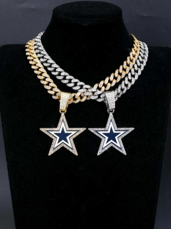Blue Star Pendant Necklace, High Fashion Sports Fan Jewelry, Perfect Gift for Football Enthusiasts & Athletes, Trendy Accessory