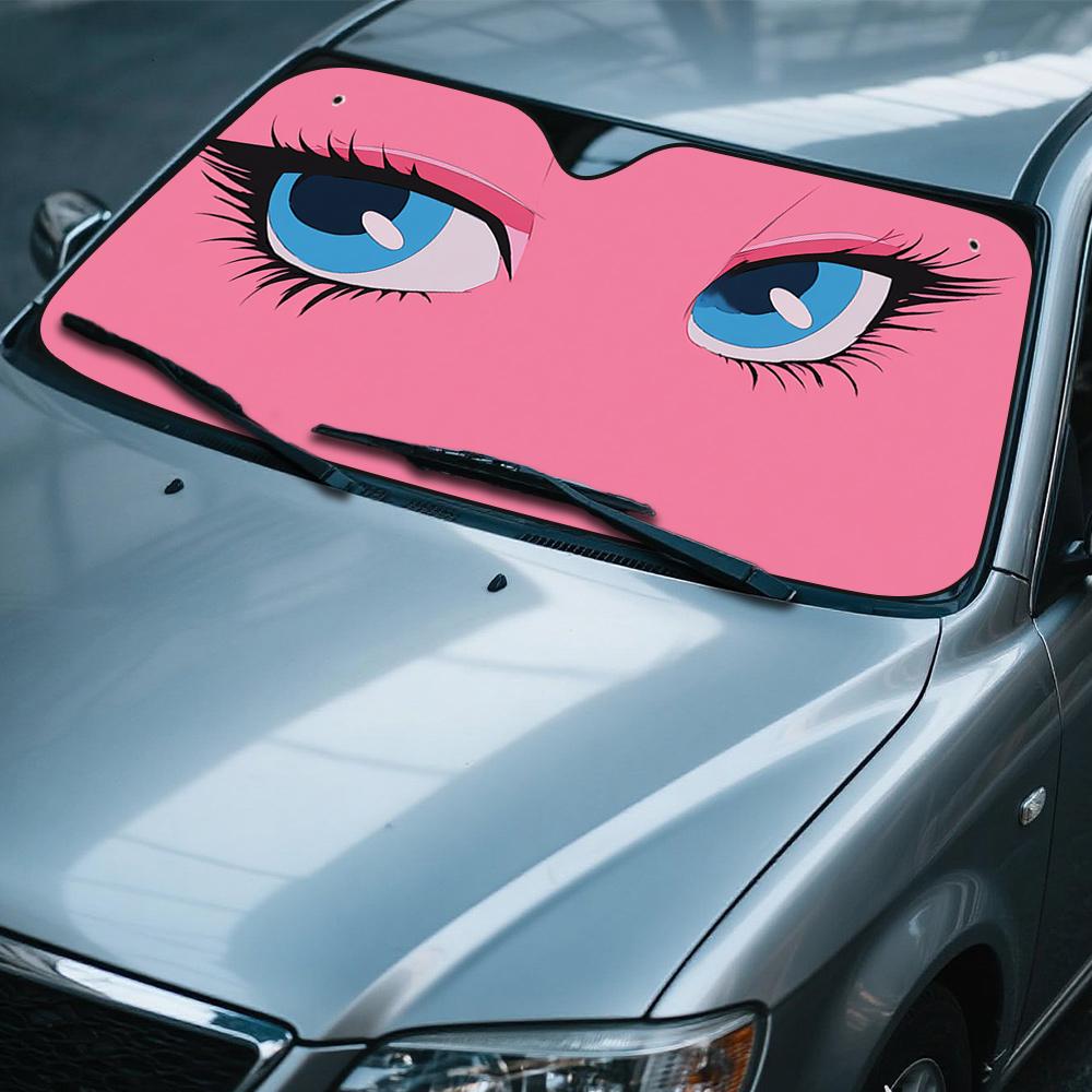 1pc, Pink Gaze Illusion Print Car Windshield Sun Shade, Foldable Sun Visor for Front Windshield, Simple and Effective, Ideal for Daily Commuting and Road Trips
