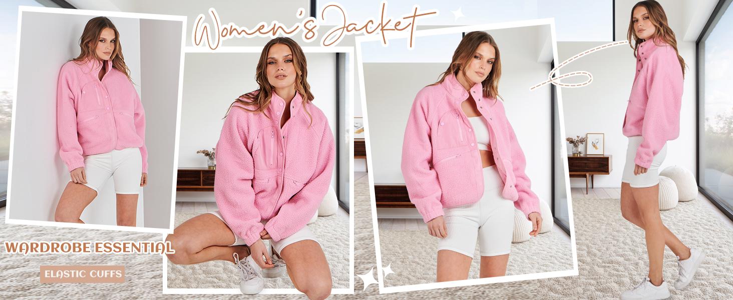 ANRABESS Womens Fleece Jacket Button Down Shacket Casual Sherpa Cropped Coats Warm Outwear with Pockets