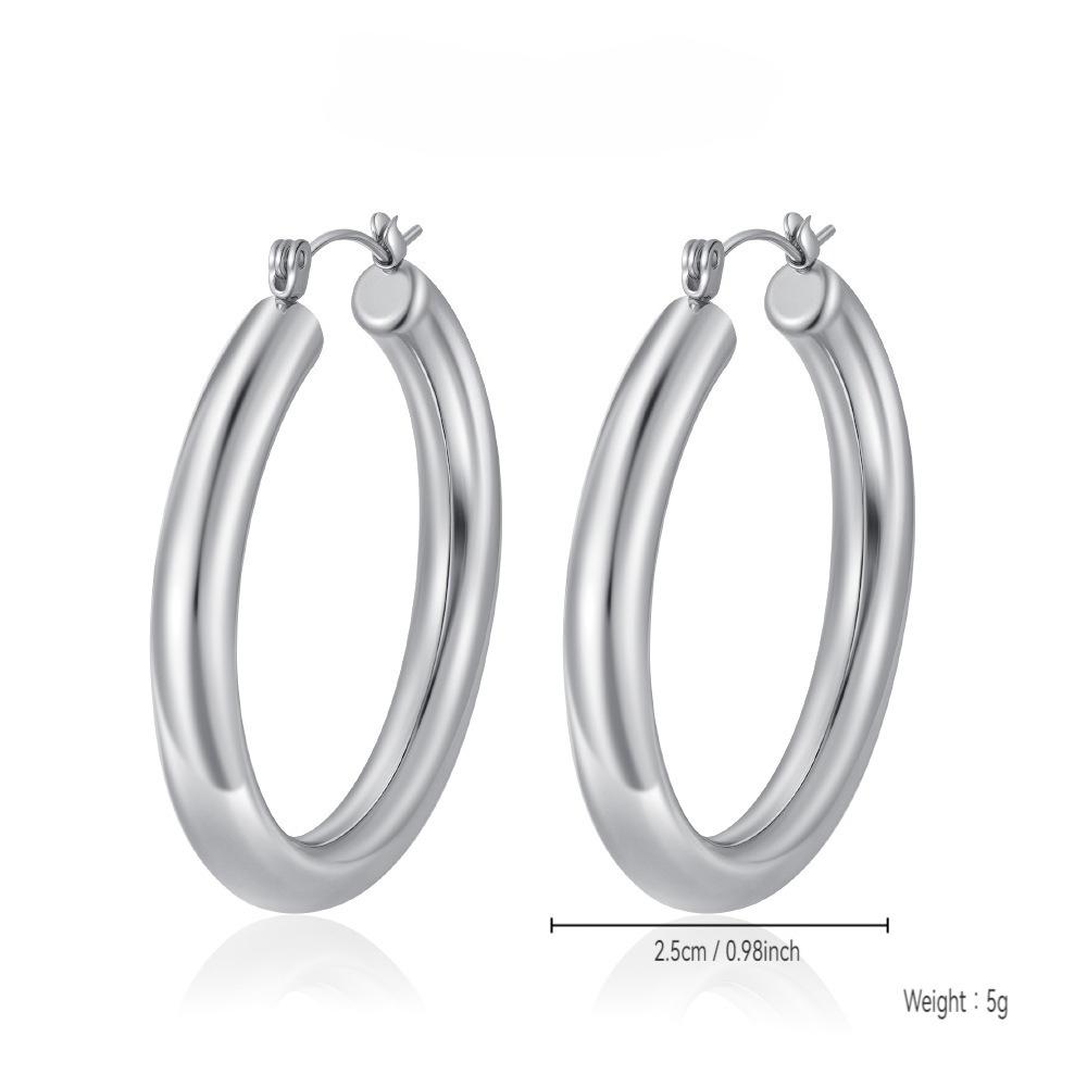 Bestselling minimalist and personalized titanium steel hoop earrings for both men and women, 4mm hollow gold-plated shiny earrings