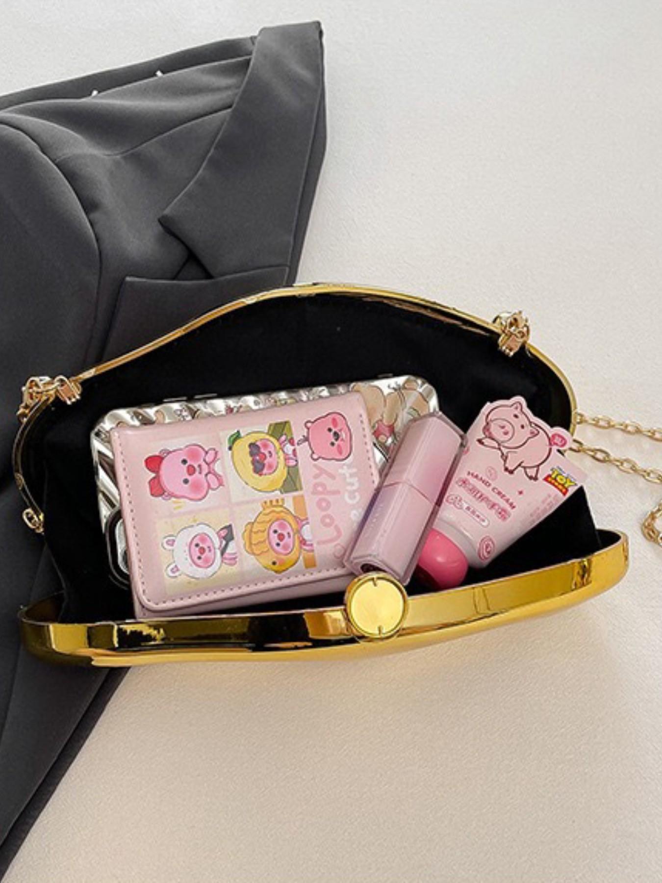 Elegant Acrylic Shoulder Clutch, Cute New Fashion Evening Bag, Luxury Crossbody Bag, Silver Gold Bead Handbag, Small Oval Shiny Handheld Bag, Trendy Chain Multi-Use Bag