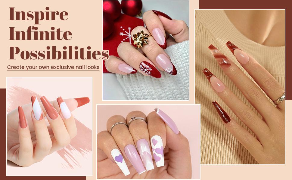 Jewhiteny Poly Nail Gel Extension Kit 15ML with UV Light for DIY Home Manicure Long Lasting & Easy to Use Nail Art Tools