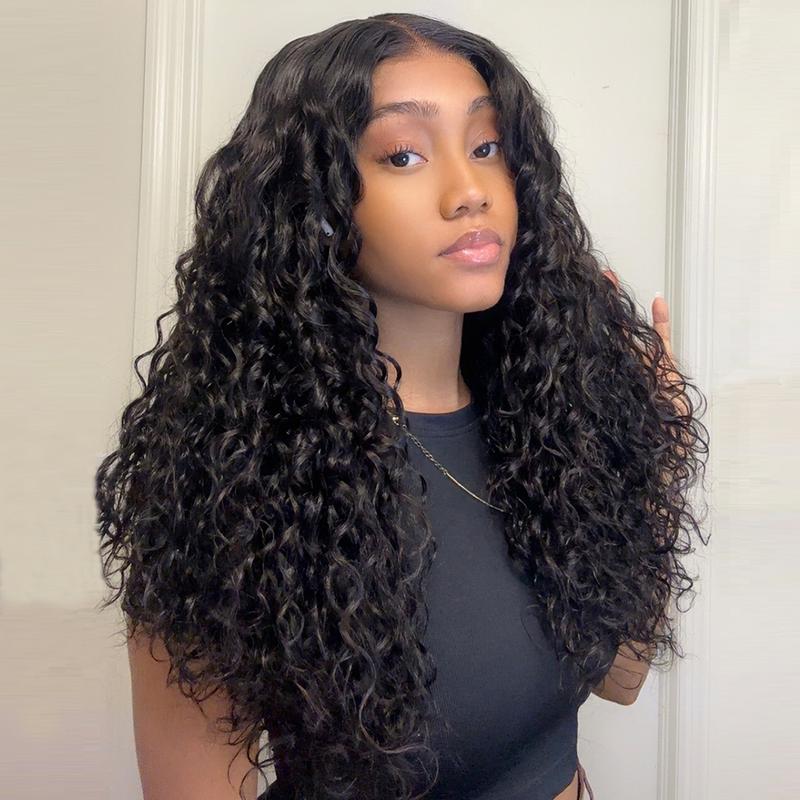 Midulla Water Wave Wear to Go Glueless Wigs Human Hair Pre Bleached Knots 7x5 Pre Cut Lace Closure Wigs Pre Plucked Curly Human Hair Lace Front Wigs Beginner Friendly
