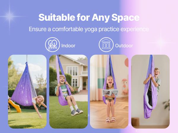 SummerWinsVEVOR Sensory Swing, Double-Layer Fabric Sensorys Hammock, Indoor Outdoor Sensory Swing with 360 Swivel Hanger, O-Sling, Holds up to 300lbs, Adjustable Aerial Yoga, Ceiling Swings for Kidsdealsforyoudays