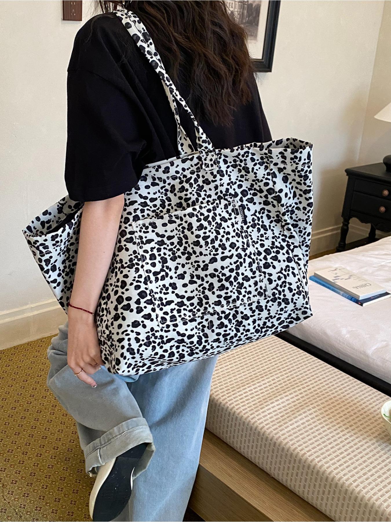 New Arrival Women Fashionable Casual Lazy Style Leopard Floral Large Versatile Slouchy Tote Bag Relaxed Ruched Shoulder Bag Big Capacity Suitable For Short Trip Shopping Dating Daily Wear Totes Bag