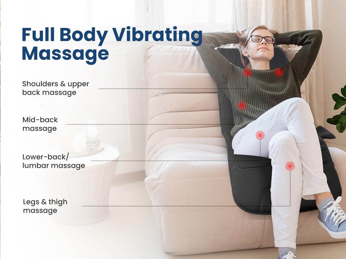 COMFIER Full Body Massage Mat Pad with Heat, Chair Pad with 10 Vibration Motors & 2 Heating Pad with Auto Shut Off, Heated Massage Mattress Pad for Back