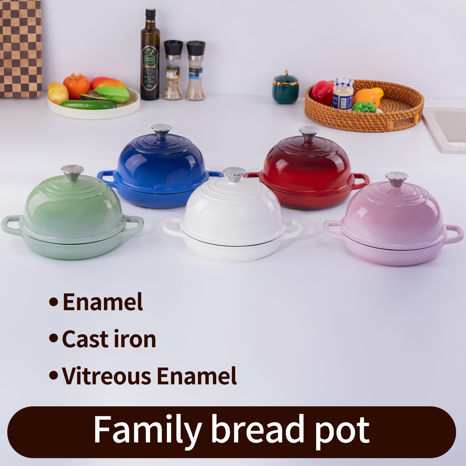 High quality enamel cast iron Dutch pot with lid enamel pot, non stick pot, bread oven set for baking sour bread, suitable for frying, baking, stir frying, stewing, etc., essential for homemade bread, ideal perfect gift, 5 quarts