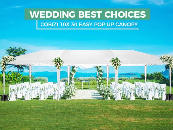 COBIZI 10x30 Pop Up Canopy Tent with Removable Sidewalls for Wedding, Canopy Easy up