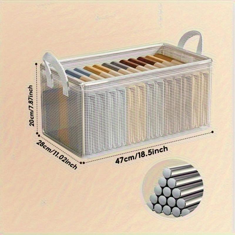 4-Piece Stackable Plastic Clothes Storage Boxes with Lids and Handles, Durable PVC Collapsible Closet Organizer, Space-Saving Storage Organization Containers for Clothes, Books
