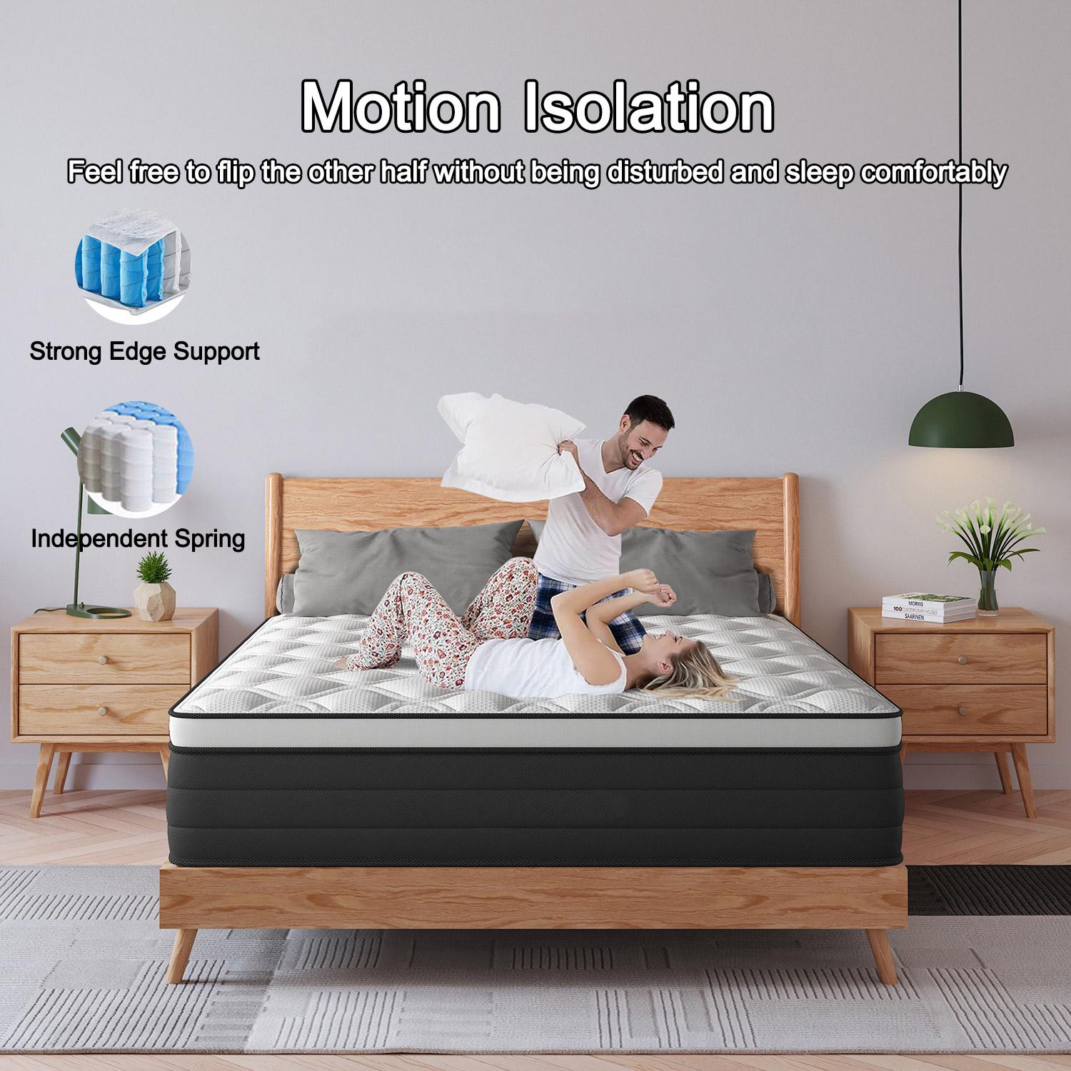 14Inch 12Inch Twin Full Queen King Mattress in a Box, Hybrid Mattresses with Gel Memory Foam and Individually Pocket Innerspring Euro Top Medium Firm for Motion Isolation, Edge Support