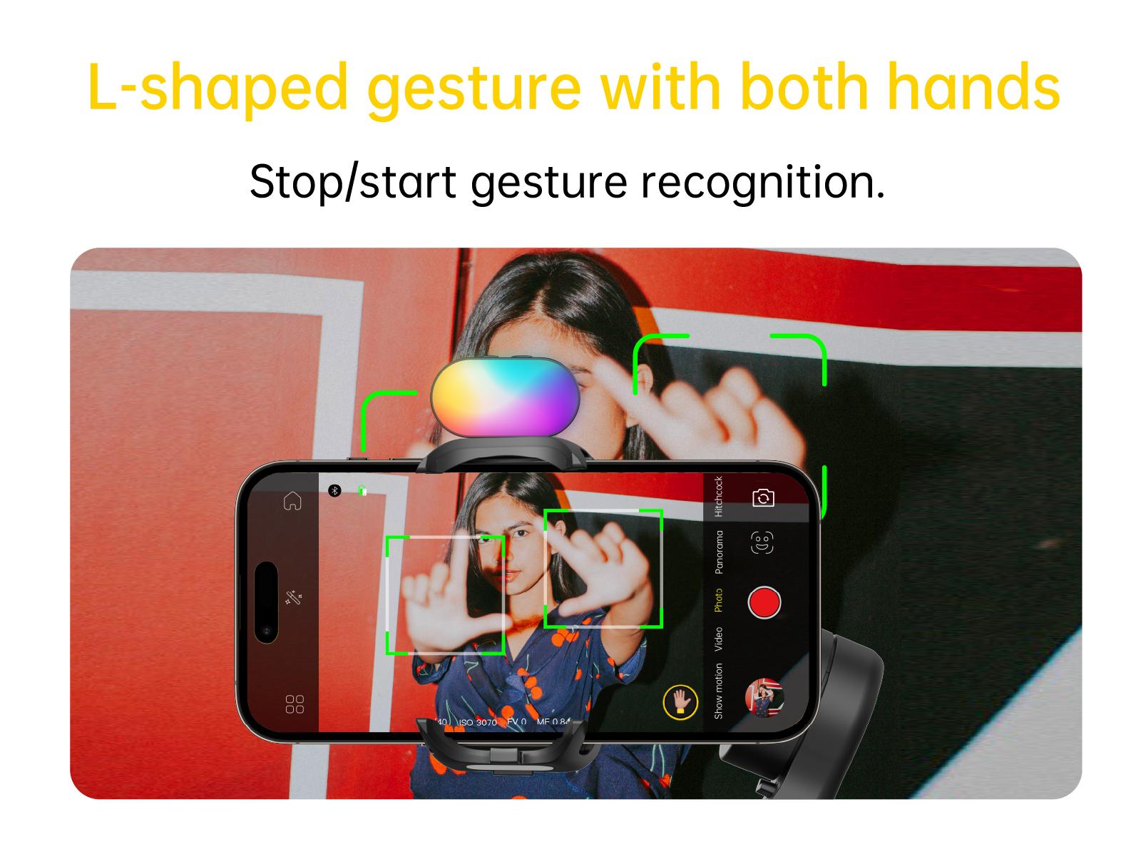 AOCHUAN 3-Axis Gimbal Stabilizer for Smartphone, Gimbal w/RGB Magnetic Fill Light Upgraded Face Tracking Focus Wheel Foldable iPhone Gimbal for iPhone/Android Phone gimbal Vlog RecordingCamera Clip Camera Accessories Smart XE-2