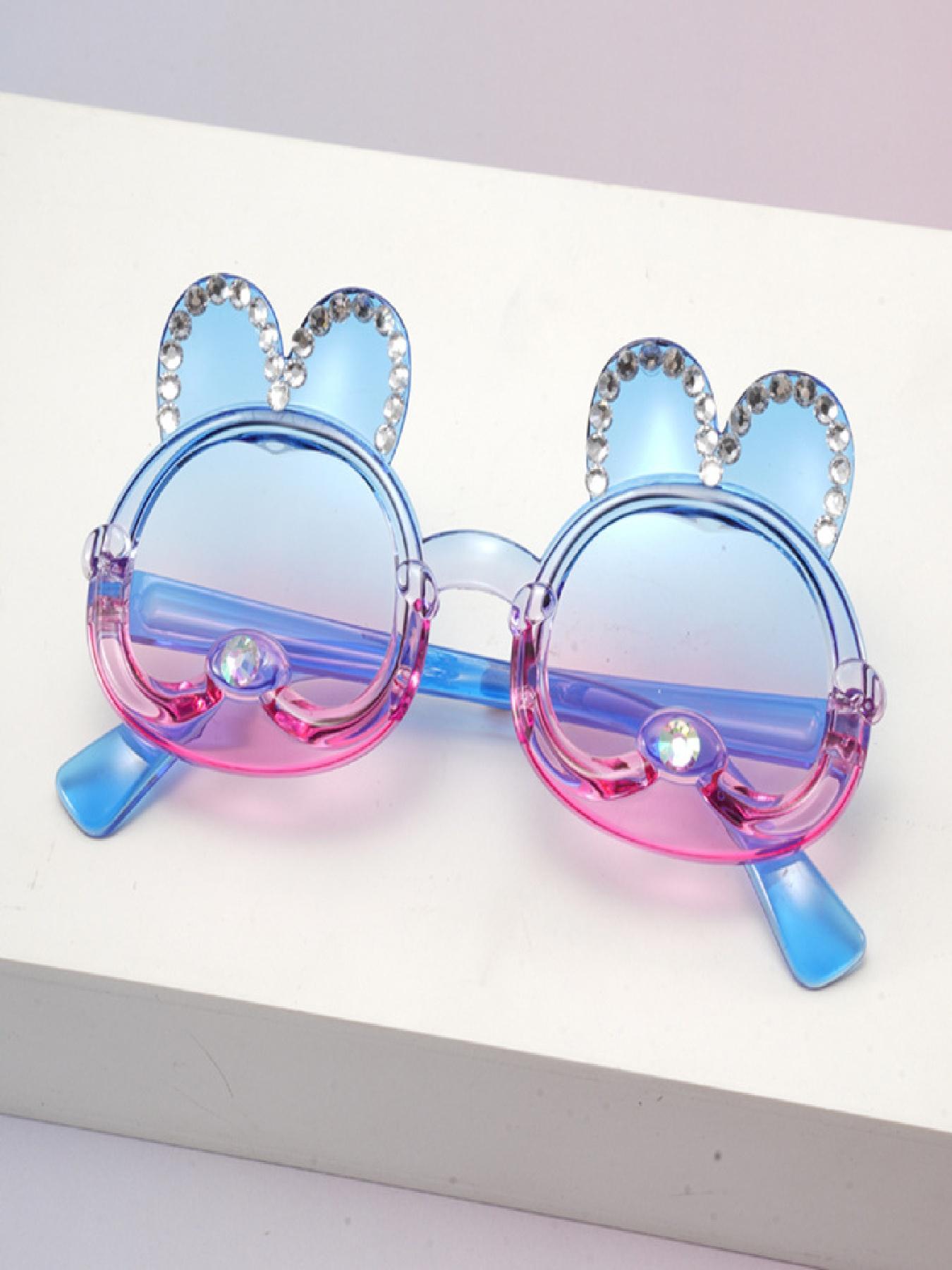 Cute Rabbit Rhinestone Sunglasses, Bow Heart Frame, Gradient Lens, Fashion Casual, Beach Wear, Multiple Colors Available
