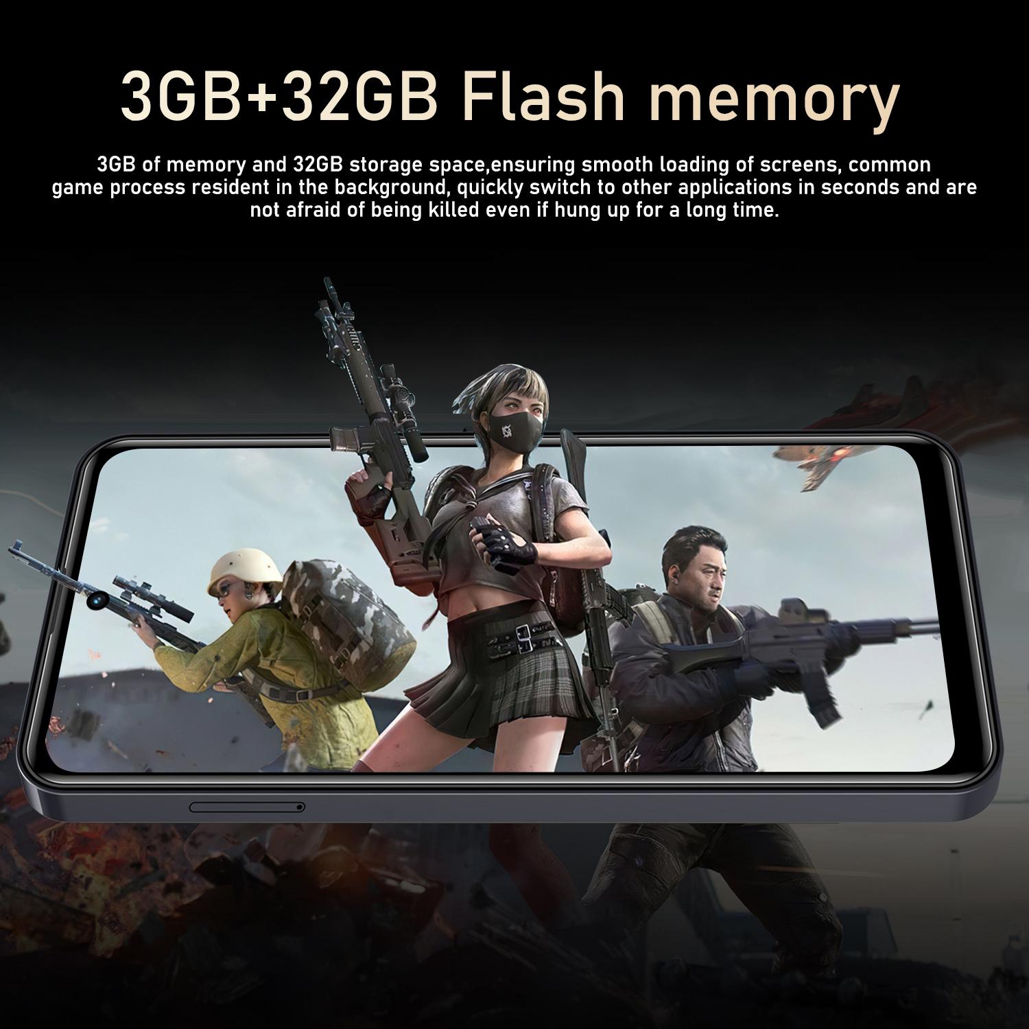 Dual-Sim smartphone With GPS, 6.56 inch display, 3+32GB memory, 2x7mp camera, 4g network, Mtk6739, Android 10, 3100mah battery, Android Mobile Phones