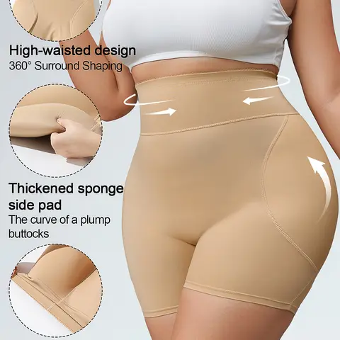 Women's Underwear High Waist Shapewear Shorts Tummy Control & Butt Enhancement, Padded Hip Design, Smooth Seamless & Comfortable Fabric, S-XXL, High Waisted Tummy Control Underwear