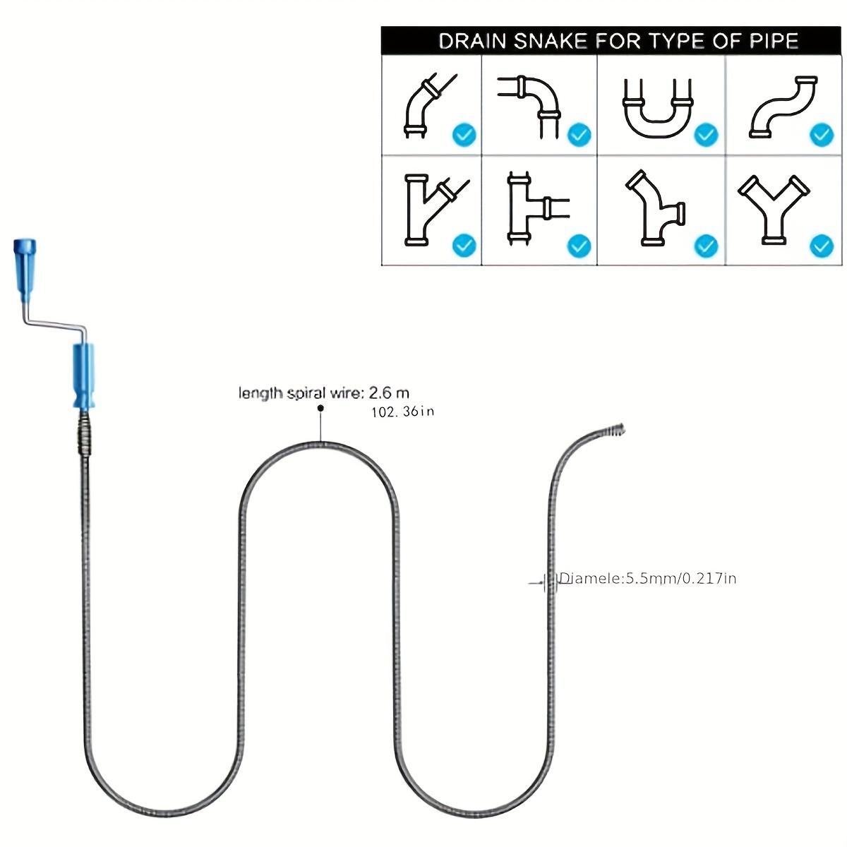 2pcs Flexible Drain Cleaning Tool Sewer Unclogger with Coiled Spring Design, Metal Coil for Easy Pipe Cleaning, No Battery Required, Blue Handle, Hand Crank Design, Longlasting Material, Drain Clog Remover