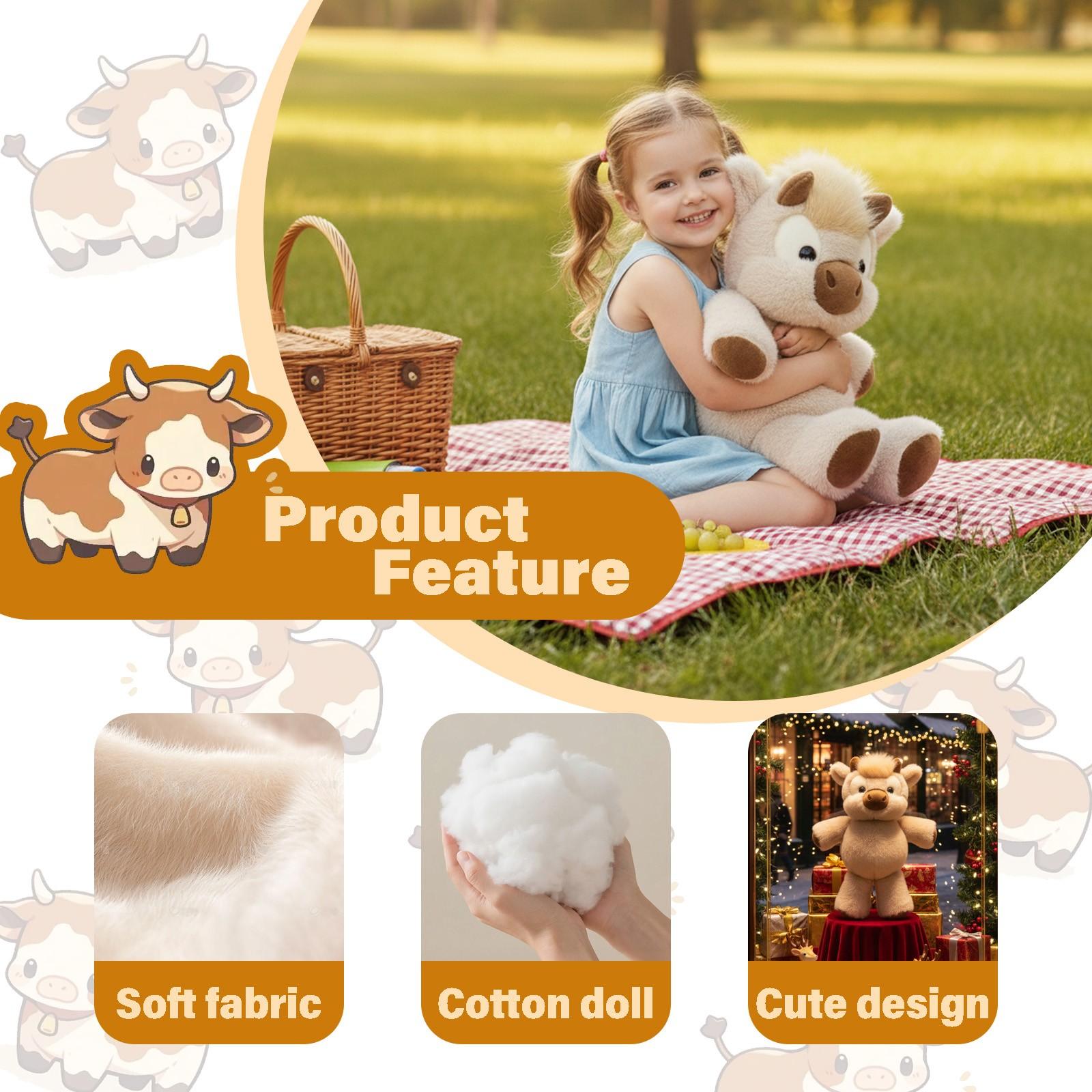 Running Series | 17.7" Running Cow Stuffed Animal Plush Highland Cow Bull Toys Cattle Doll Birthday Gifts for Adults & Kids