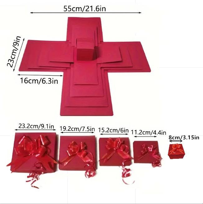 5 Layer Creative Explosion Gift Box, DIY Packaging, Perfect for Birthdays, Christmas, Anniversaries, Anniversary Party Gift, Blue Square, Anniversary Box