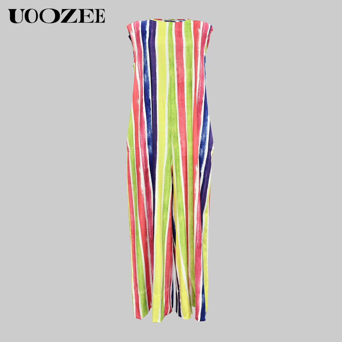 UOOZEE Women's Solid Color, Multicolor Sleeveless Wide Leg Jumpsuit with Pockets - Casual Loose Fit Overall Cotton Blend Minimalist Style Springtok Womenswear