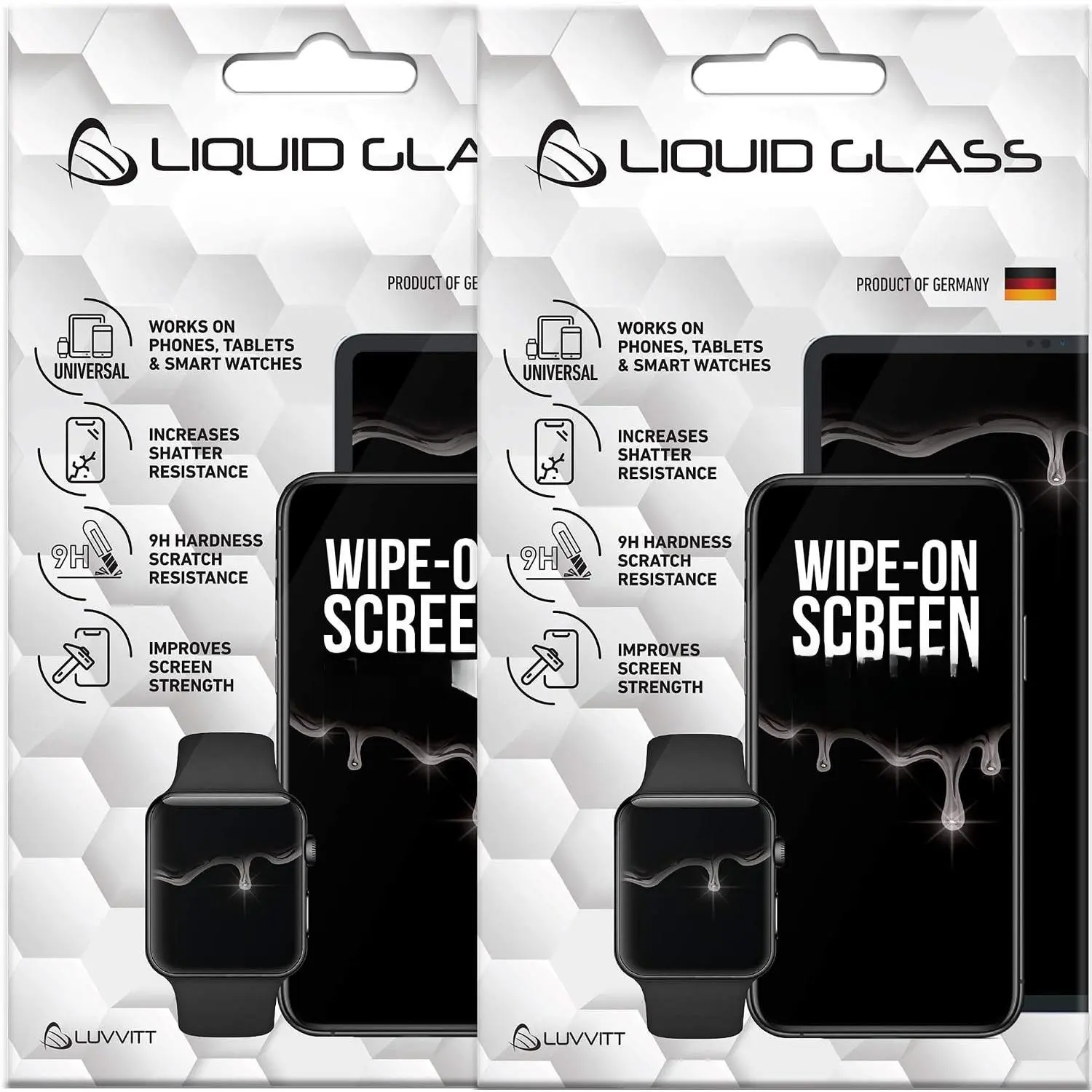 2 Pack Liquid Glass Screen Protector for  Smartphones Tablets and Watches -  Fit