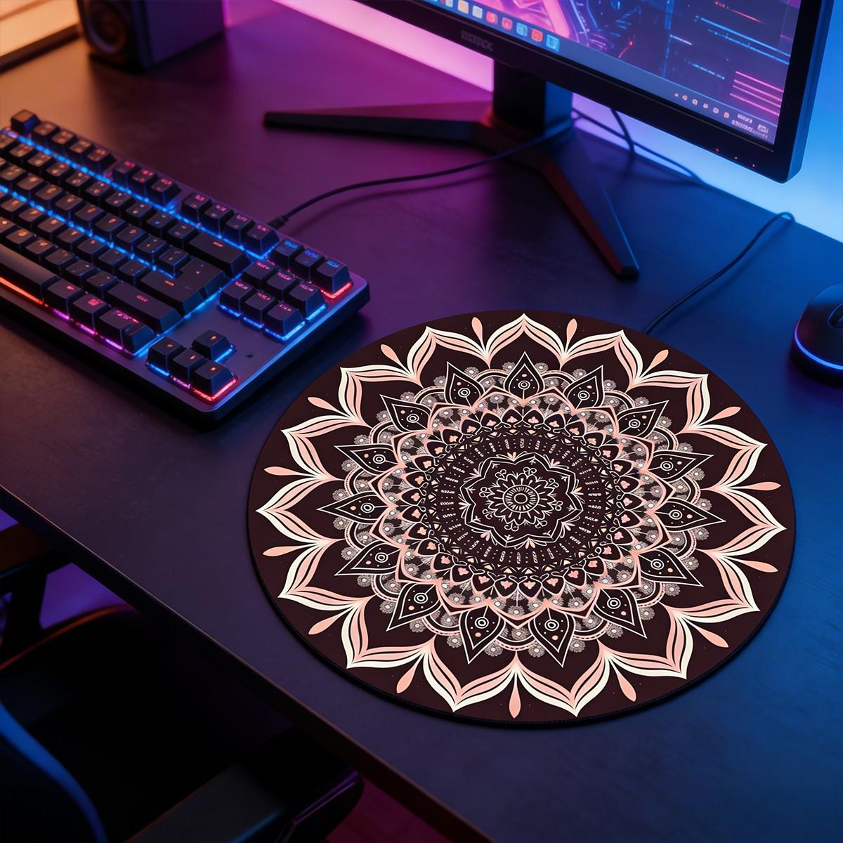 Fashion Gyro Round Mouse Pad, Anti-Slip Rubber Base, Gaming Mouse Pad, Office Desk Mat, Gift for Girls and Women, 7.87 Inches