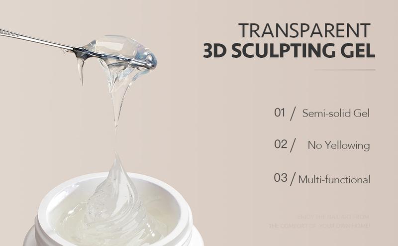 GAOY 3D Sculpting Gel for Nail Art, Semi-solid Nail Gel, No Wipe Nail Modeling Gel for Rubbing Chrome Nail Powder, Sticking Rhinestones and Painting