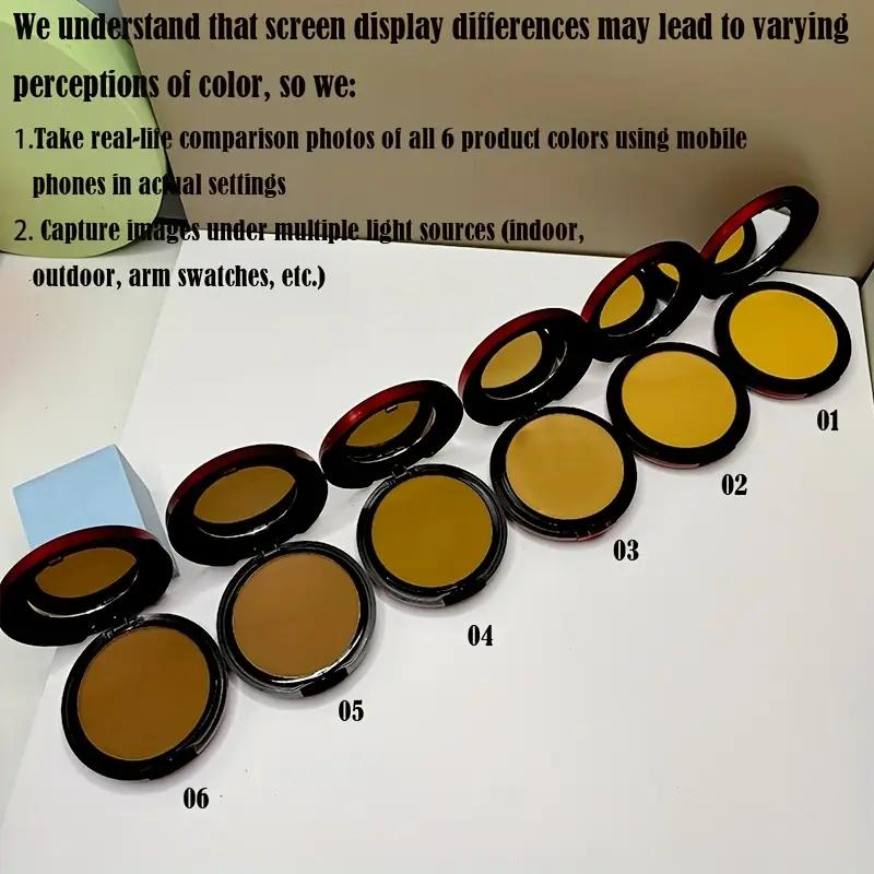 6-Shade Waterproof & Sweat-Proof Contour & Concealer Powder, Oil-Control Matte Finish with Buildable Coverage and Angled Sponge Applicator for Light Beige Skin Tones, Long-Lasting Natural Finish, Portable Makeup Smooth Application Tool