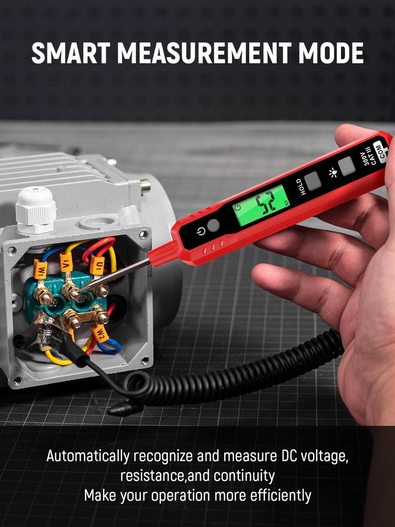 KAIWEETS 0.8-100V DC Car Automotive Circuit Tester, Smart Auto-Ranging Fuse Tester with Sharp Probe, Professional Vehicle Voltage Tester for Car Battery, Bidirectional Polarity Checker Tool for Voltage/Continuity/Resistance Detector with Audible Buzzer