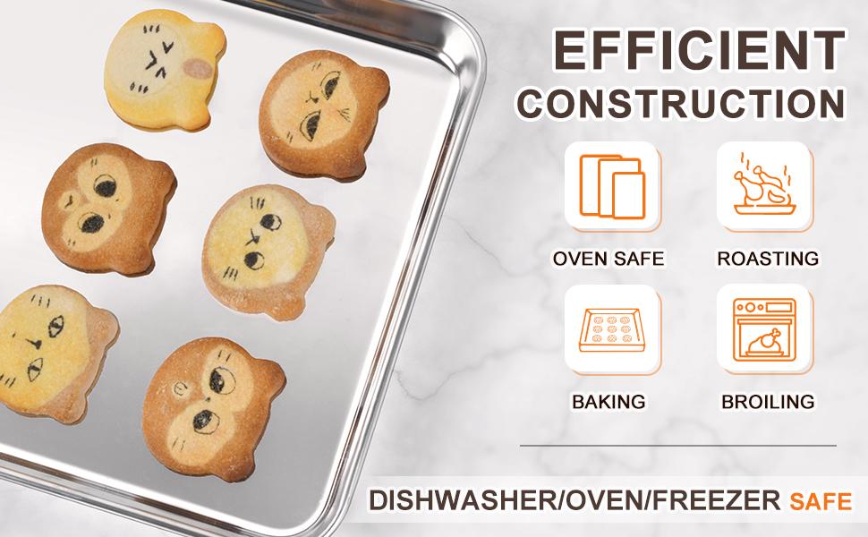 Baking Sheet Set of 3, Stainless Cookie Sheets for Baking, 12/16/17.5 Inch, Thicker and Firmer Baking Pans Set, Rust & Warp Resistant & Nonstick, Nontoxic&&Easy