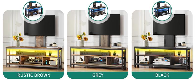 DWVO TV Stands for Living Room, 65 inch TV Stand with Mount and Power Outlet, Entertainment Center with Storage, Led TV Stand for 55/60/65/70 inch TV, TV Console Cabinet for Living Room