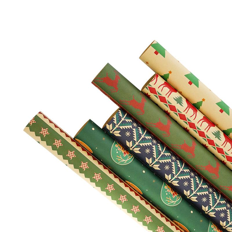 6pcs Colorful Kraft Paper Wrapping Paper, 19.69x29.92 Inches, Christmas Tree Pattern, Gift Wrap, Bouquet Packaging, Party Gifts, Bouquet Wrappers
