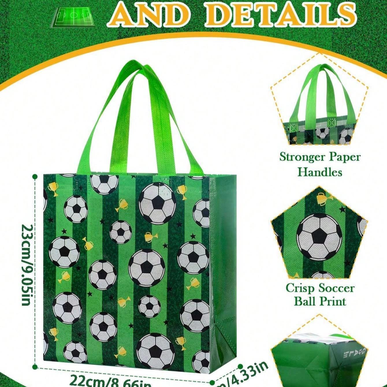 Football Theme Gift Bags, Reusable Non-Woven Candy Snack Bags with Handle, Perfect for Football Team Parties and Birthday Gifts