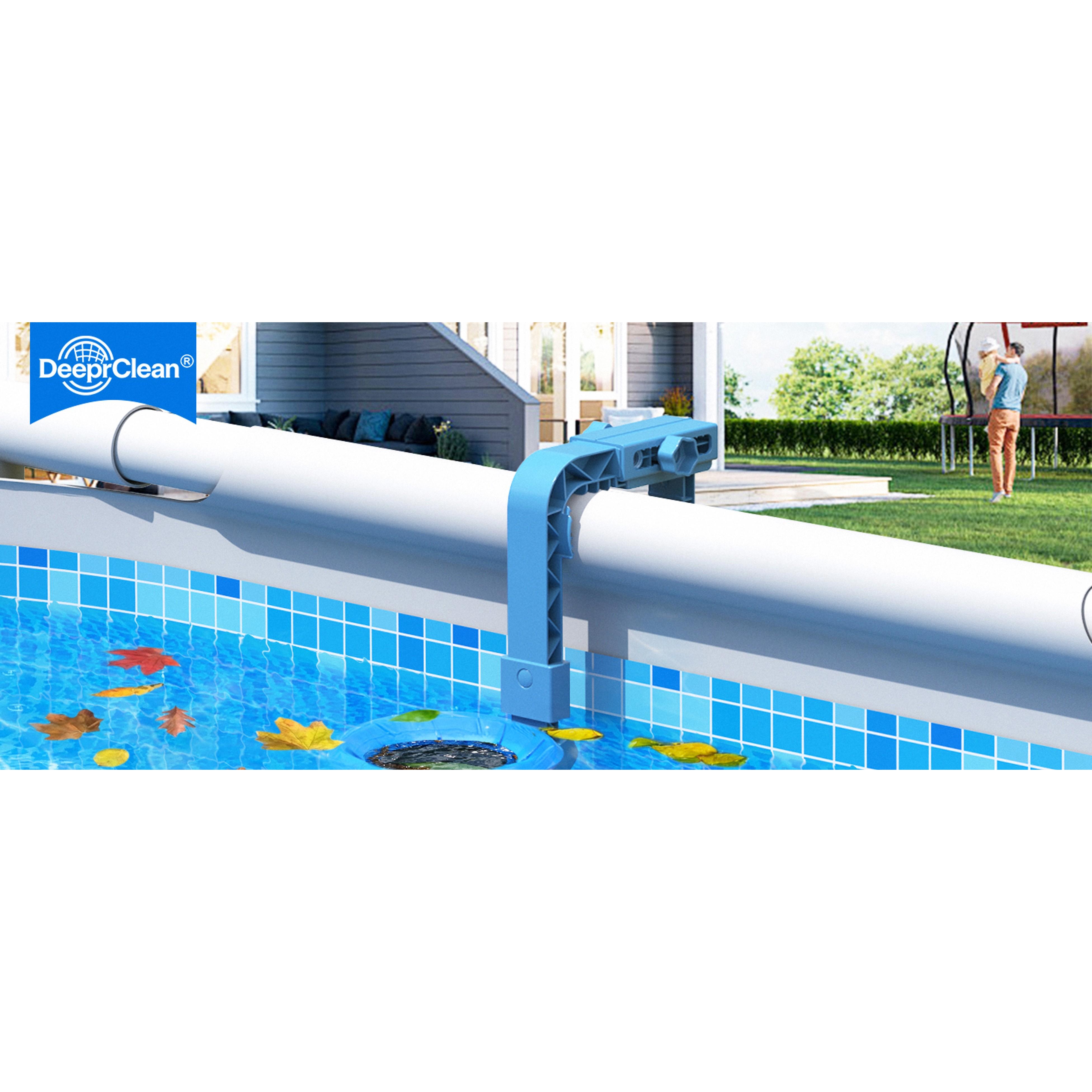 Upgrade Above Ground Pool Skimmer Comes with 3 Socks, Anti-tilt Wall Mount Surface Skimmer, Removable Skimmer Basket, Adjustable Height Bracket, Auto Skimming Pool Surface Leaves - Blue