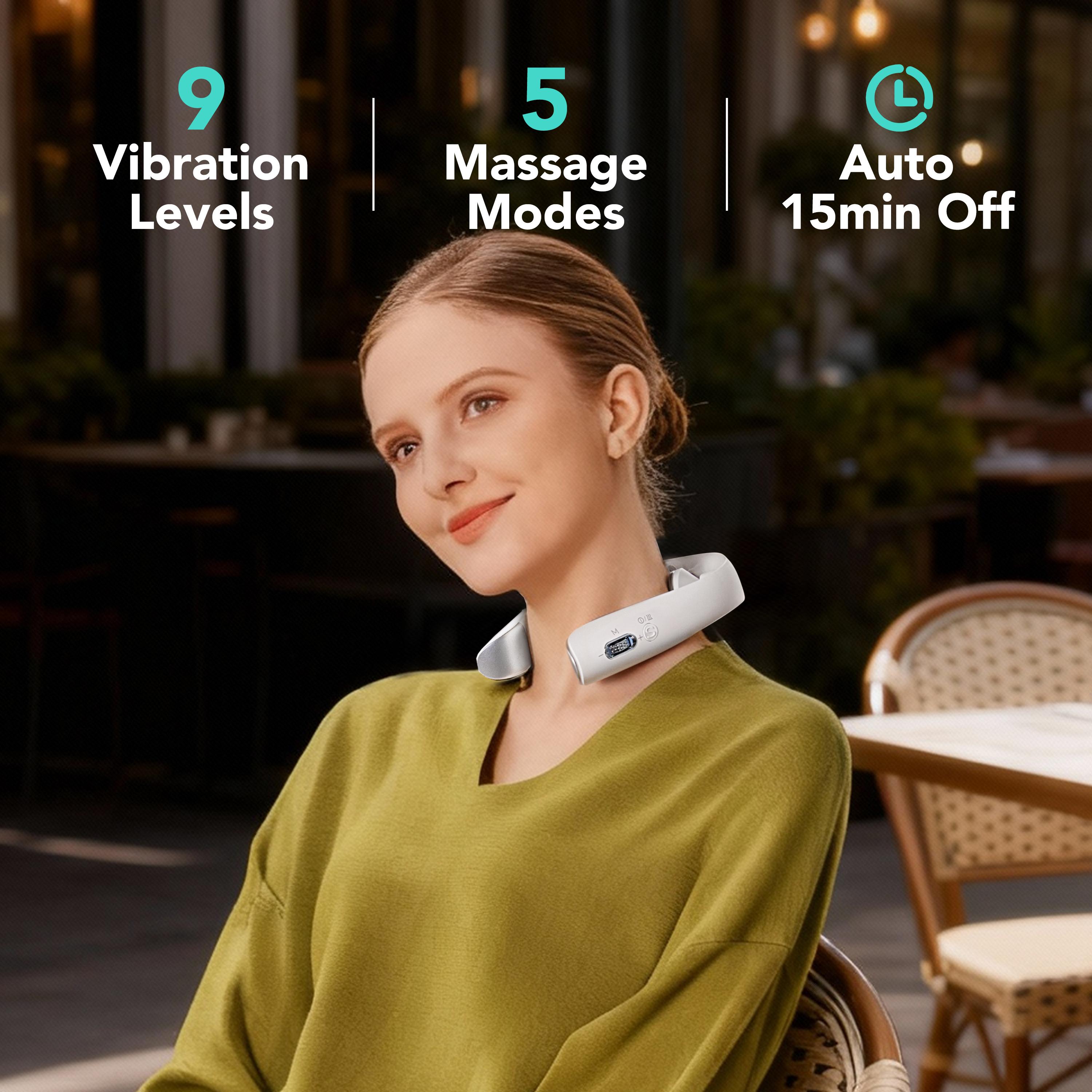 SKG K5-3 PRO Heated Neck Massager - Pulse EMS + Red Light + Vibration Traction, Portable 4D Design Neck Relaxer for Muscle Relaxation