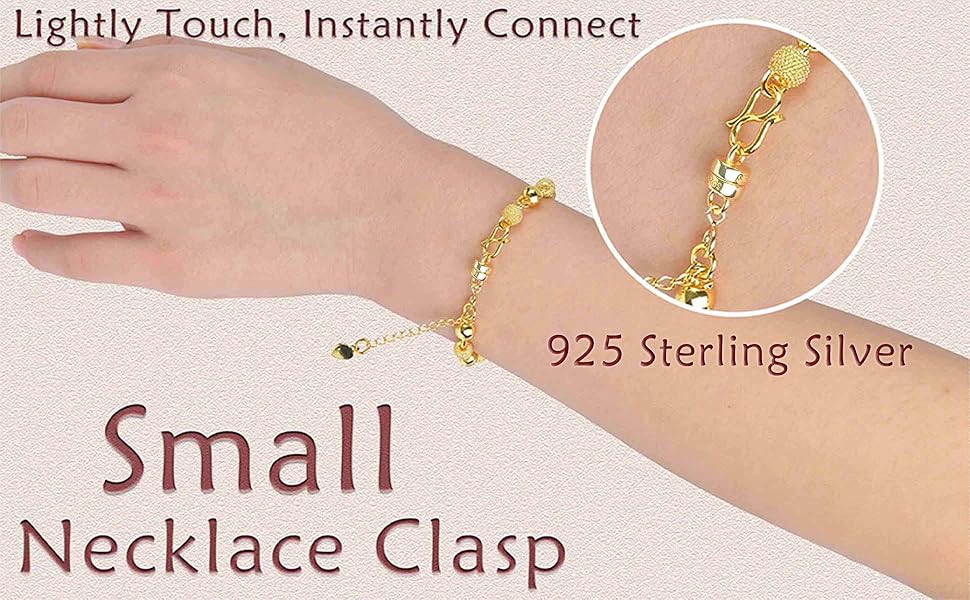 925 Sterling Silver Magnetic Necklace Clasps ,Magnetic Clasp Converter for Jewelry Making Supplies,Chain Connector for Small Necklace Bracelet