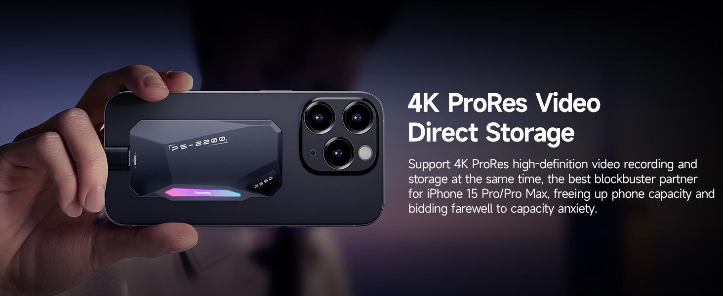 FANXIANG PS2200 1TB Magnetic Portable SSD(Compatible with Apple 15 and above), 2050MB/s USB 3.2 Gen 2x2 Magnetic SSD, 4K ProRes Recording and Storage, with Magnetic Ring, RGB Touch Lighting, External SSD for iPhone/Android/PC/Mac