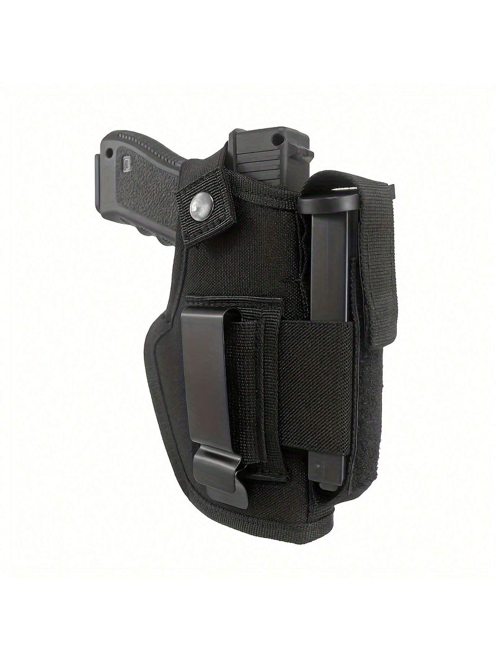 Double-sided gun holster, 1 piece - Classic style - Black sheepskin blend strap with snap fastener - Concealed carry gun holster for outdoor CS scenarios, outdoor gun accessories