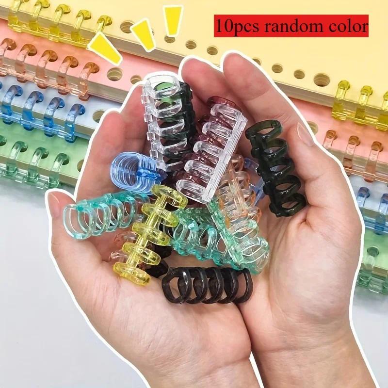 10pcs Five Hole Binder Binding Buckle Adhesive Clip Detachable Binder Ring Plastic Buckle Ring DIY Plastic Clip Office Supplies