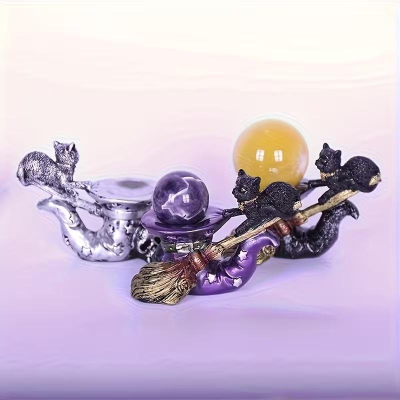 Magic Cat Base Crystal Ball Display Stand, Glass Sphere Holder, Room Decoration, Vintage Style Crystal Ball Stand, Office Desktop Decor