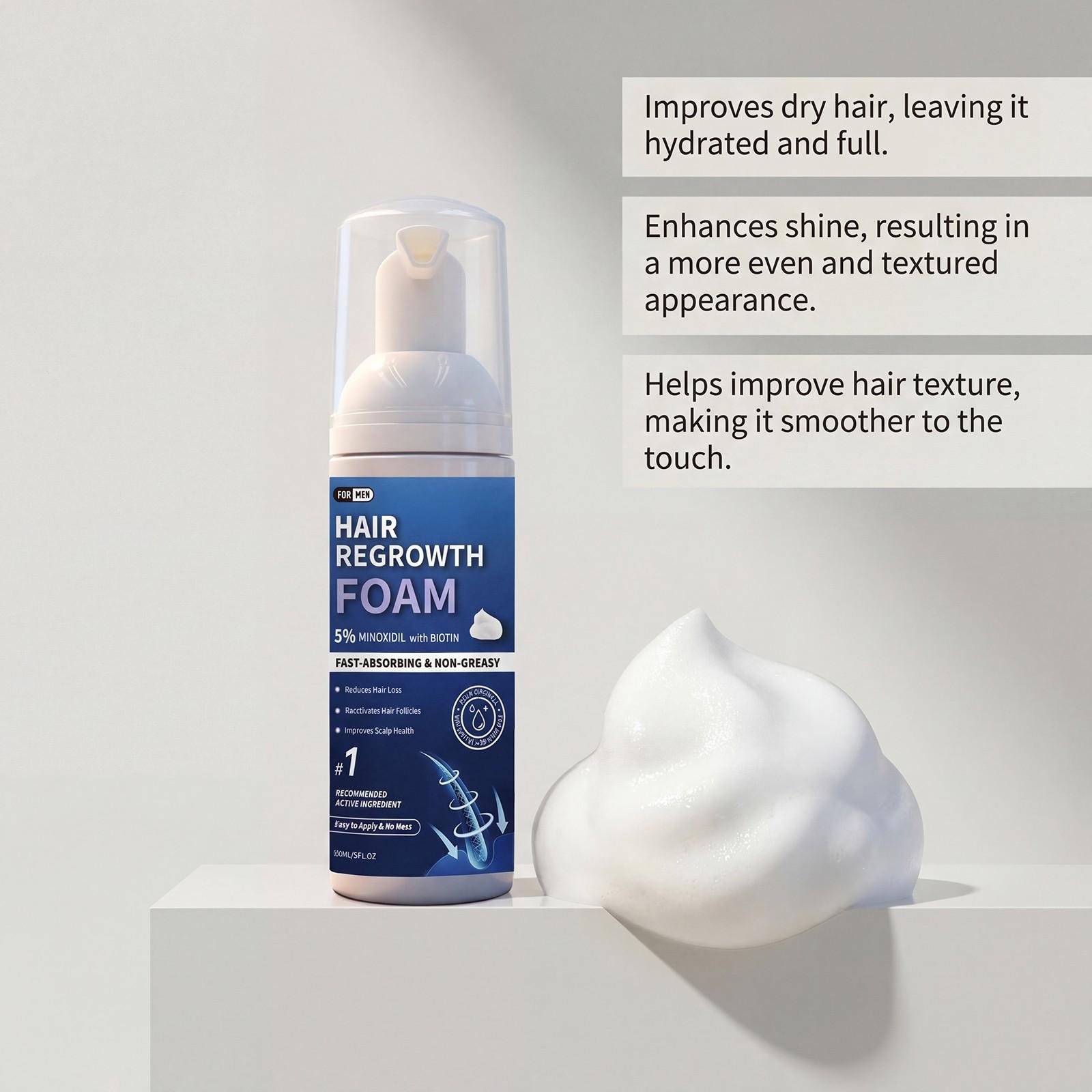 Men's Hair Foam Mousse, Gentle Cleansing Oil Control, Volumizing Confidence Hold, Glossy Styling Mousse, Smooth and Shiny Finish