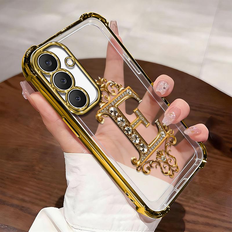Suitable for [Galaxy S25 Fe] high-end phone case🥰，Features a premium-look printed design—not actual 3D diamond studs，Choose from any of the 26 letters. YM99