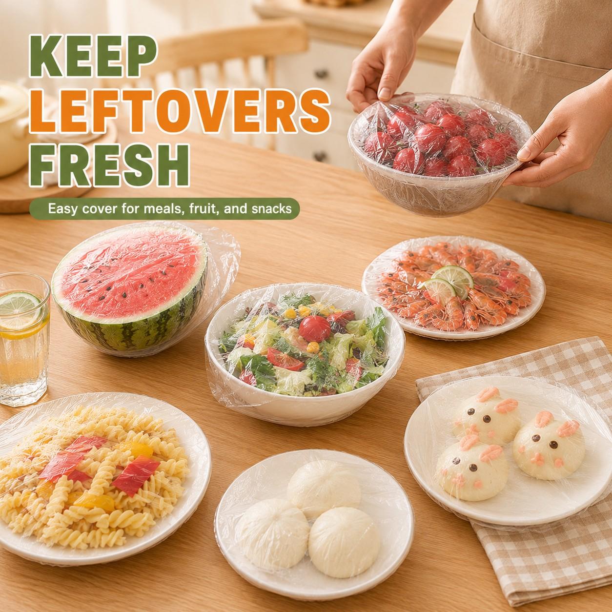Disposable Food Wrap Set, No-Tear Elastic Opening, Food-Grade Odor-Proof, Universal Bowl Plate Sealer, Refrigerator Leftover Preserver, Kitchen Storage Food