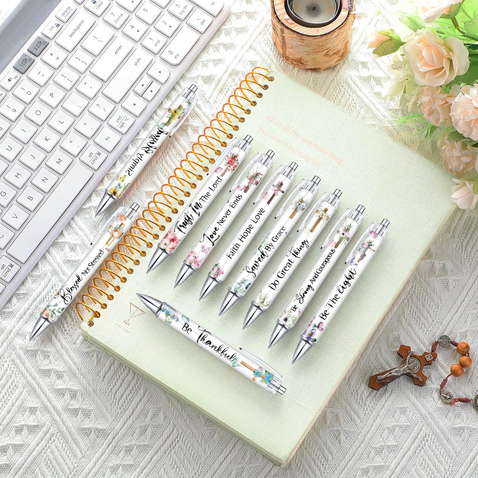 Easter Christian Pen Gift 10Pcs Inspirational Ballpoint Pens with Bible Verse Motivational Pens Church Gifts for Christian Women Mom Coworker Student, Appreciation Gift, School Stationery, Office Supplies, Sunday Prayer Study Supplies