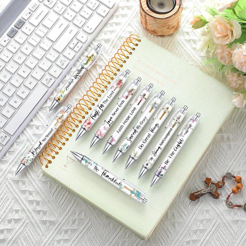 Valentine Gift Exchange for Students 10Pcs Christian Pen Inspirational Ballpoint Pens with Bible Verse Motivational Pens Office Gifts for Christian Women Mom Coworker Student, Appreciation Gift, School Stationery, Office Supplies